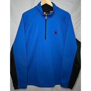 Spyder Core Sweater Pullover Mens 3XL Blue Black Quarter Zip Fleece Lined 132633